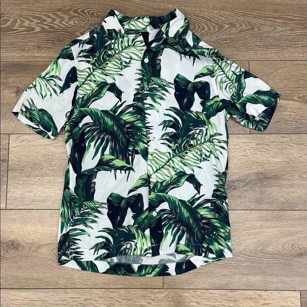 H&M Tropical Green Leaf Shirt